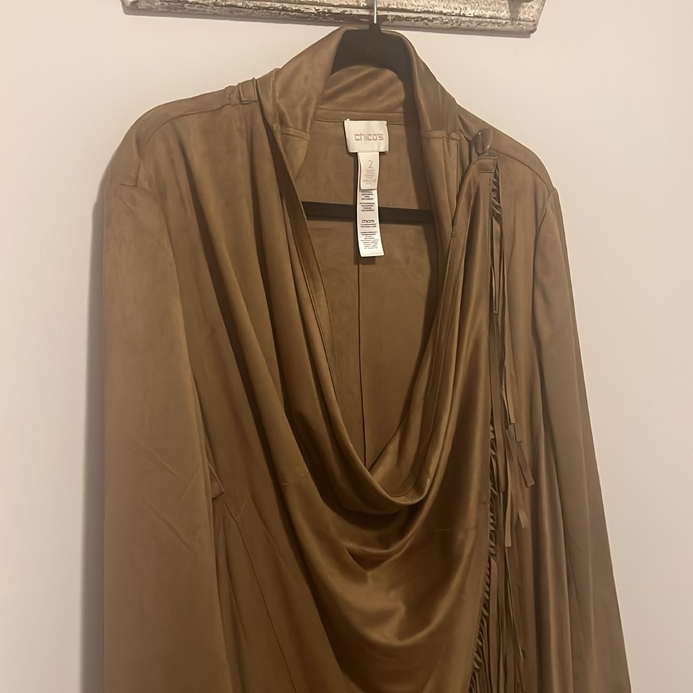 Chico’s Jacket Wrap with Fringe, Size 2 (L/12)